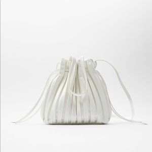 Pleated mini bucket bag